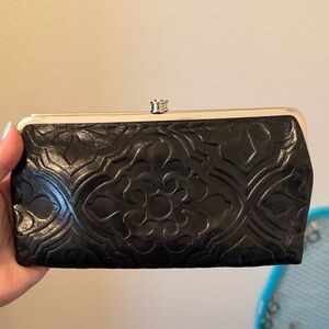 HOBO Lauren Black Leather Frame Clutch / Wallet